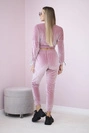 Velurová souprava s nápisem Queen dark powder pink