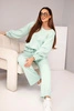 Women's set butter sweatshirt with brooch and straight-leg pants dark mint