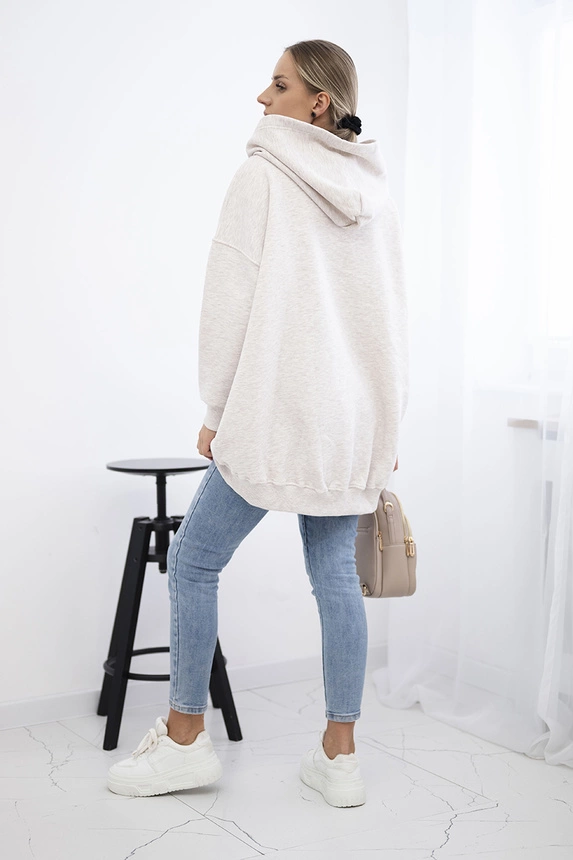 Zateplená mikina s jahodovým motivem béžová melanž