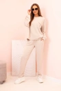 Women's set butter soft sweatshirt and pants with elastic beige