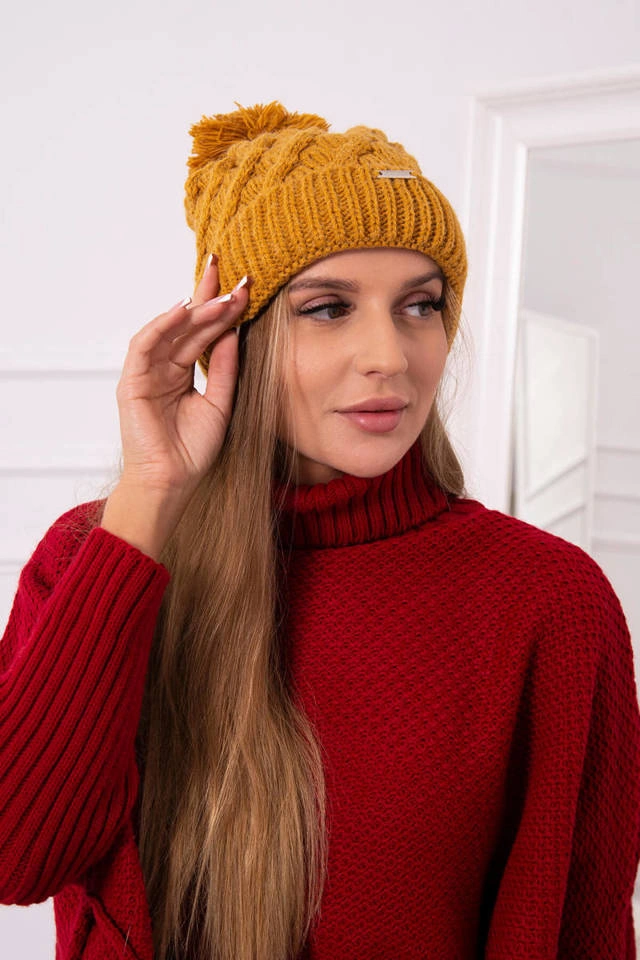 Cap with fleece Wanda K281 mustard