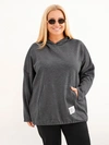 Dámska mikina Plus Size z viskózy s kapucňou a klokankovým vreckom grafitový melír