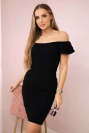 Ribbed dress with frills black