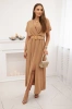 Long dress with a decorative belt Camel
