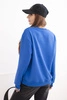 Women's basic cotton looped sweatshirt with a round neckline white