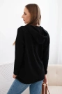 Damenpullover mit Kapuze und Kordelzug unten schwarz