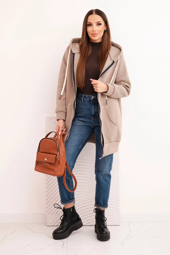 Zateplená dámská mikina s kapucí a zipem fango