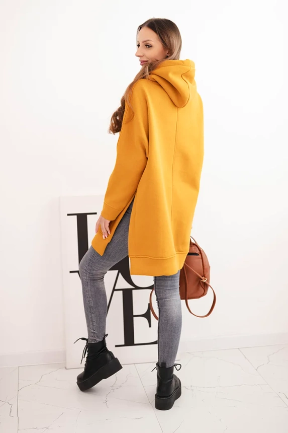 Insulated sweatshirt with side slits mustard