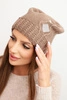 Women's winter wool hat with zirconia and pattern K455 mocha