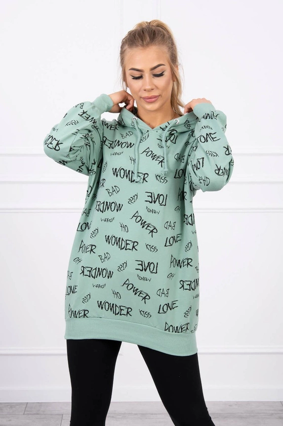 Sweatshirt with inscriptions dark mint