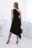 Pleated dress with flower black