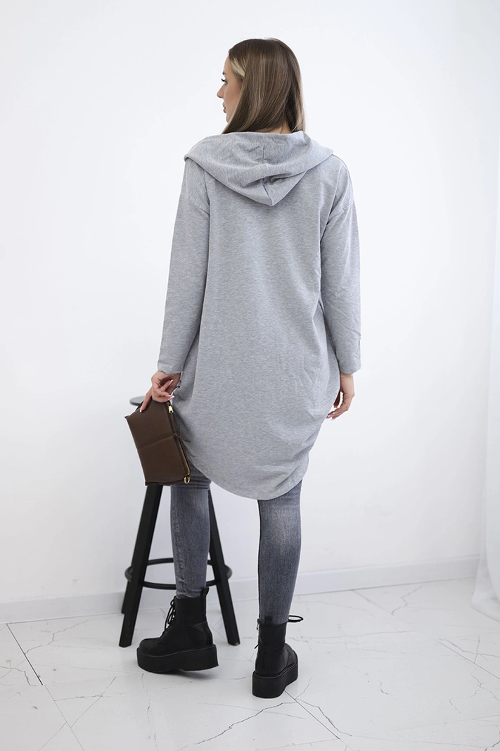 Langer Rücken Sweatshirt mit Kapuze grau