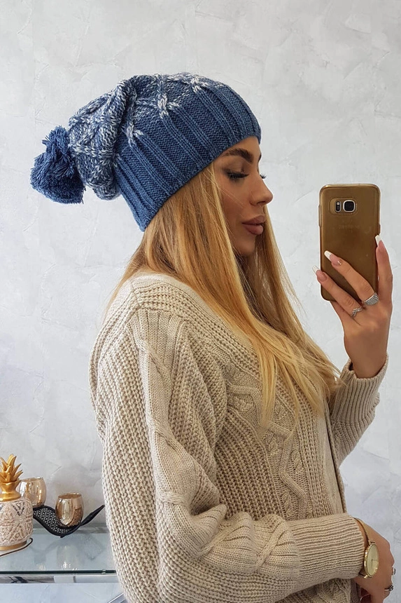 Milano fleecová čepice K203 denim melange+jeans