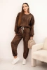 Women's oversized tracksuit set made of viscose with a washed effect brown