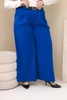 Plus Size women's viscose pants with wide legs and belt cobalt blue