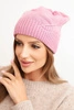 Moteriška žieminė kepurė su vilna, su raukšlėtu audiniu K471 tamsiai rožinė