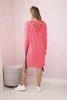Kleid mit Kapuze und Aufdruck rosa neon