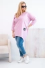 Women’s Plus Size blouse with a longer back and long sleeves dark pink