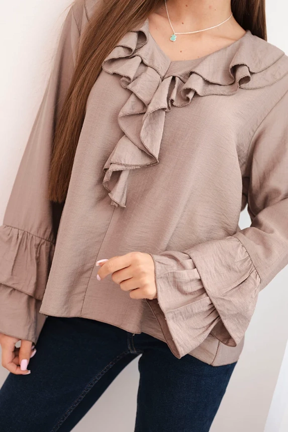 Women's viscose blouse with ruffles and long sleeves fango