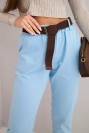 Women's cotton pants with a belt and rolled-up hem blue