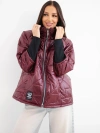 Women's quilted jacket with a short cut and stand-up collar light beige
