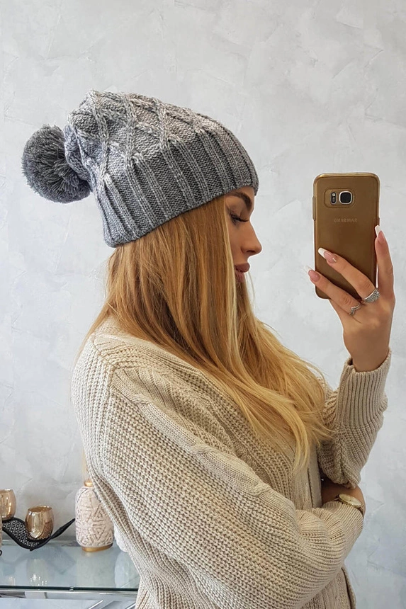 Cap with fleece Milano K203 gray melange+gray