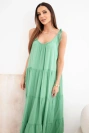 Women’s viscose dress with tie straps green