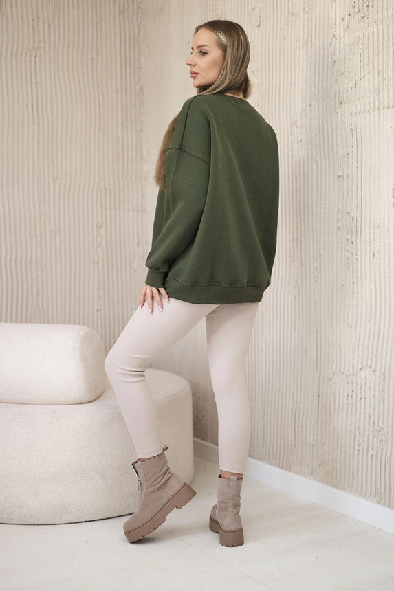 Baumwollset isoliertes sweatshirt + leggings khaki
