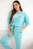 Women's set made of viscose with a sweatshirt and pants turquoise