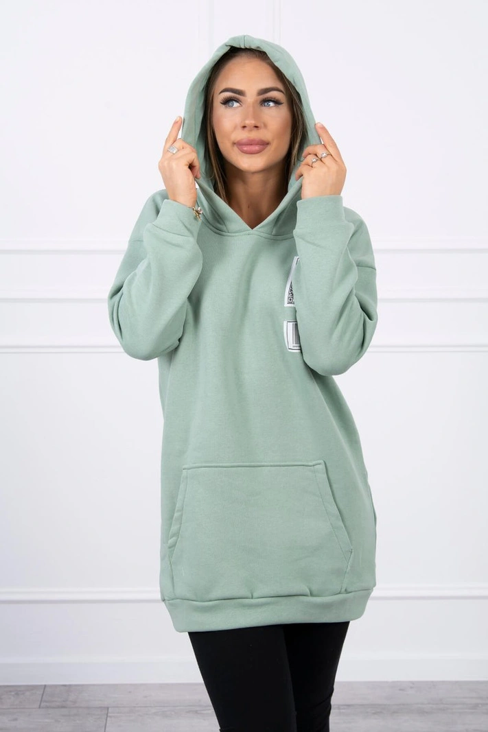 Hooded sweatshirt with patches dark mint