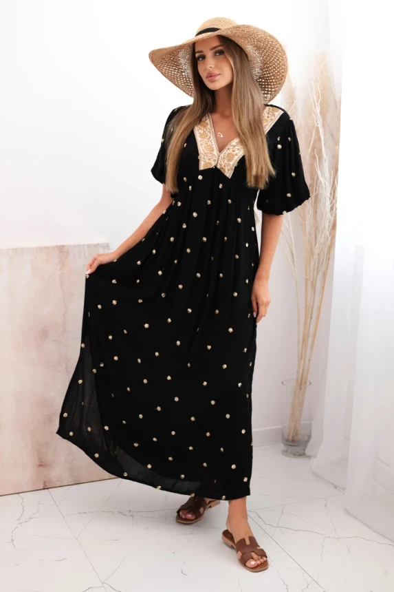 Damenkleid aus Viskose mit Krawatte auf dem Rücken schwarz