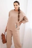 Women's tracksuit set made of thicker material with wide legs beige