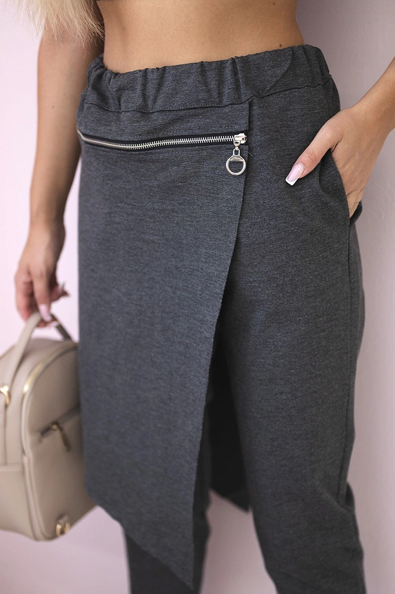 Punto Milano Winter trousers with a decorative zipper Graphite