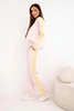 Women's tracksuit set Masełko with stripes and a loose sweatshirt powder pink
