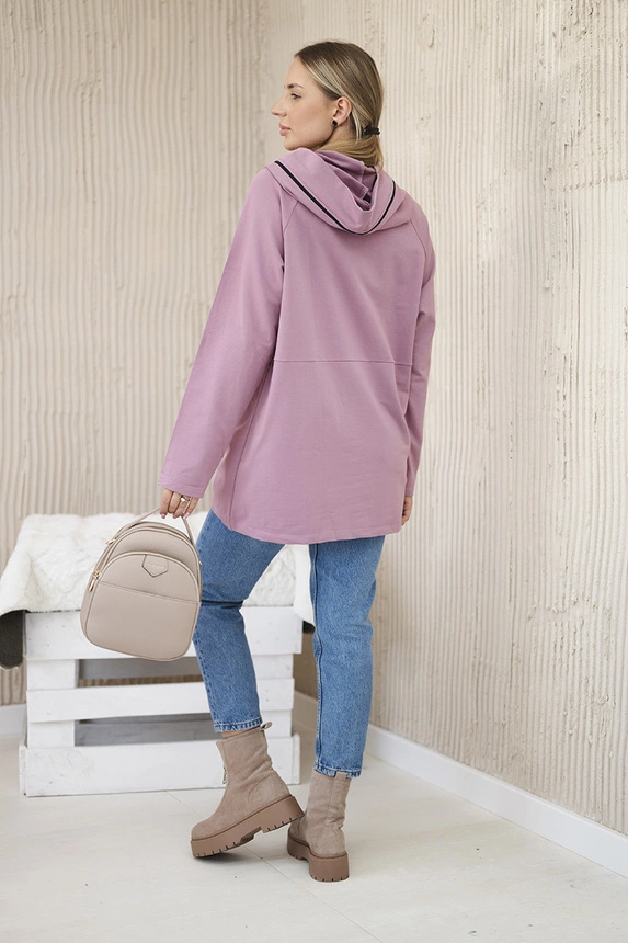 Tunic with a zipper on the hood Oversize dark pink