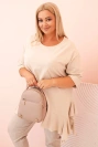 Women's Plus Size blouse with cotton, featuring a pocket and rolled sleeves kiwi