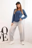 Women's viscose sweater with long sleeves and a round neckline denim