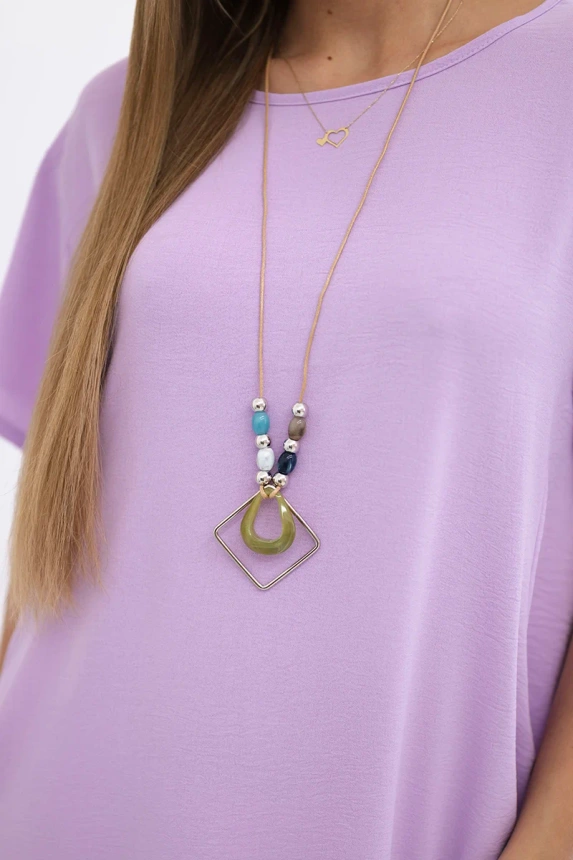 Dress with pockets and pendant light purple