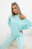 Komplet 3-częściowy bluza + top + legginsy miętowy