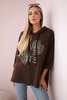 Oversized viscose sweatshirt Love brown