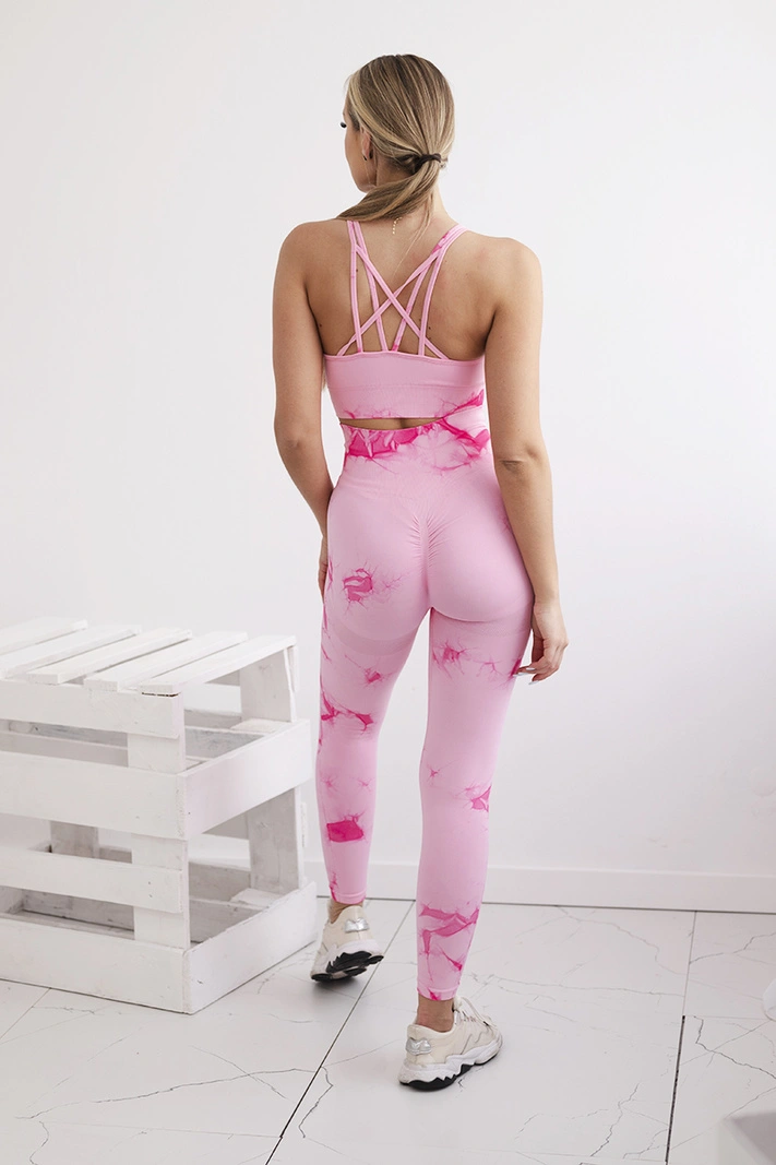 Fitness set top +legíny push up ružová + fuchsia
