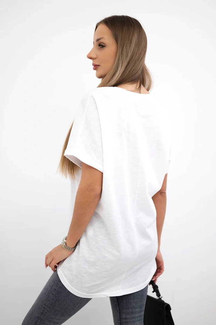 Baumwollbluse mit Tasche weiß