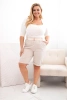Damen Baumwoll-Shorts in Plus Size mit Gürtel beige
