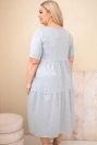 Dámské bavlněné šaty Plus Size s krátkým rukávem a volánem šedý melír