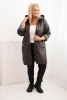 Plus Size women's winter quilted jacket with leopard print lining and hood brown