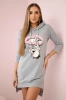 Dress with longer back and colorful print gray