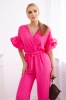 Jumpsuit tied at the waist with decorative sleeves pink