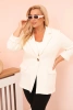 Dámská blazer z viskózy Plus Size s dlouhým rukávem a límcem ecru