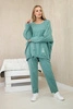 Oversize-Set aus Baumwolle Sweatshirt + Hose dunkles mint