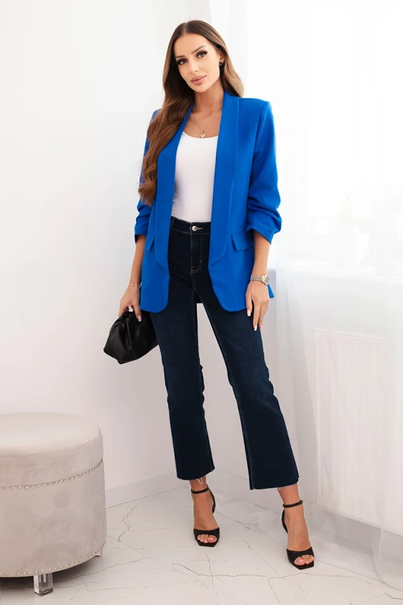 Women's unbuttoned jacket with lining S/M cornflower blue